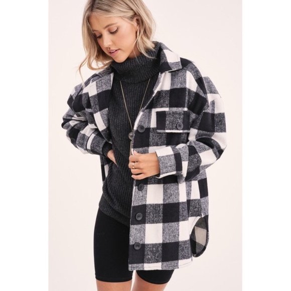 Stella Black & White Plaid Button Front Jacket - Picture 3 of 8